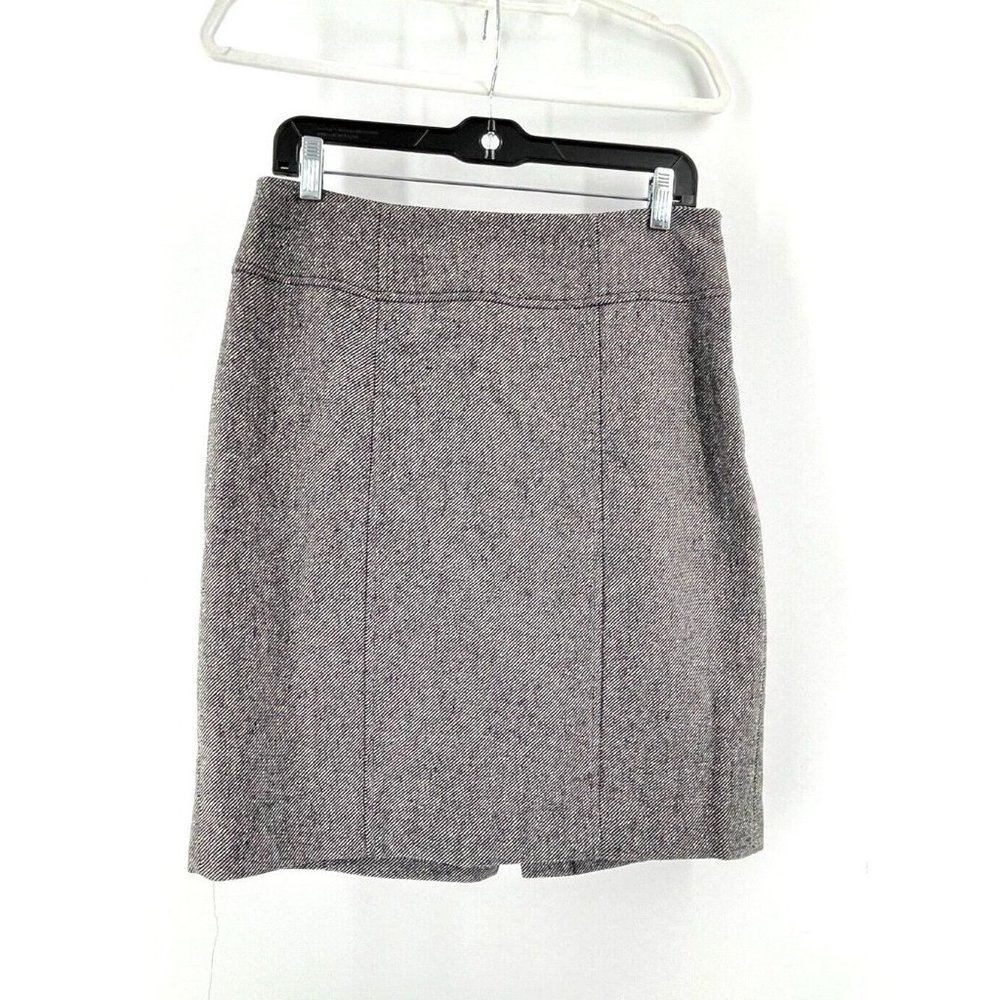Banana Republic Gray Wool Blend Stretch Skirt Knee Length Zipper Slit Size 8